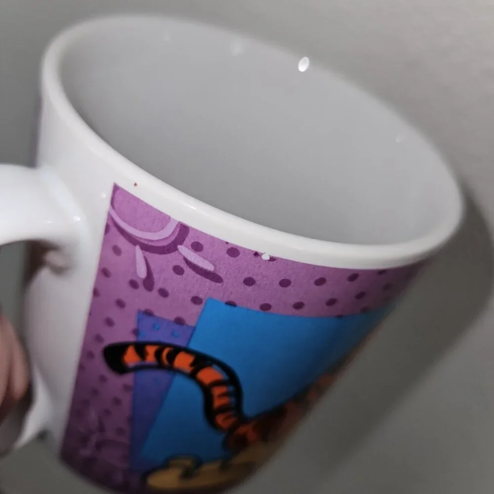 VTG Winnie the Pooh Tigger Pouncing Purple White Mug Cup Disney 1997